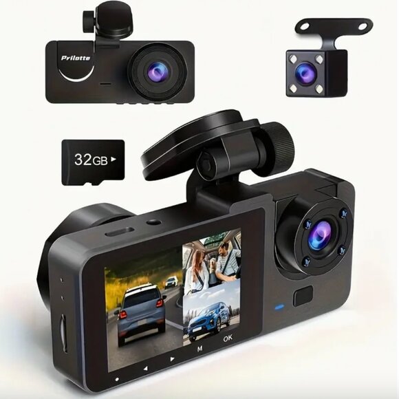 Black Dual Dash Cam with 32GB Card - Picture 1 of 7